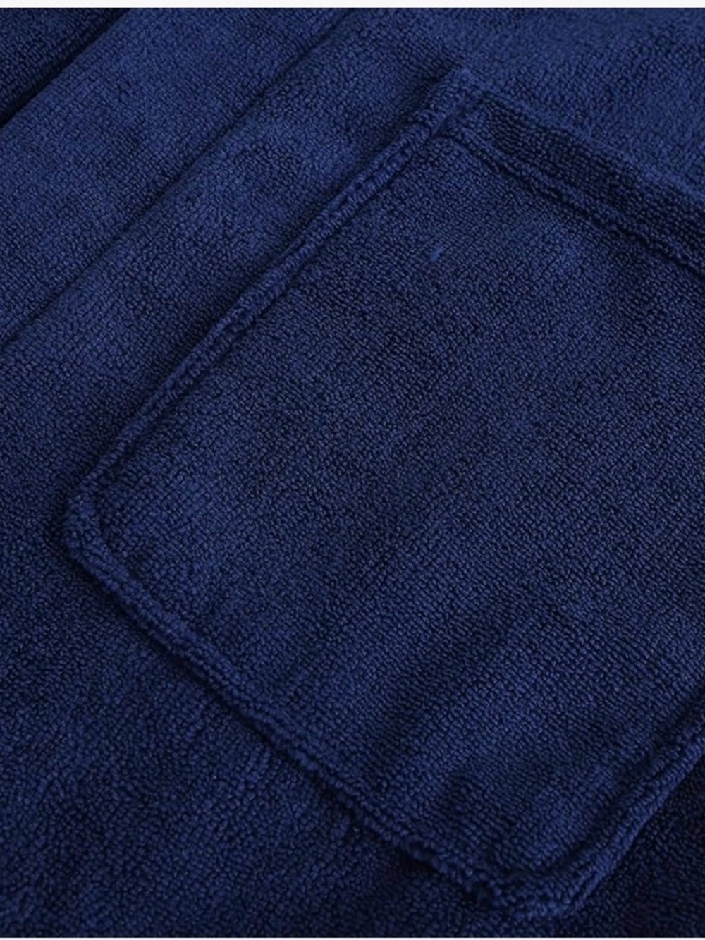Kids Hooded Terry Robe with Pockets - Navy Blue - Picture 3 of 3